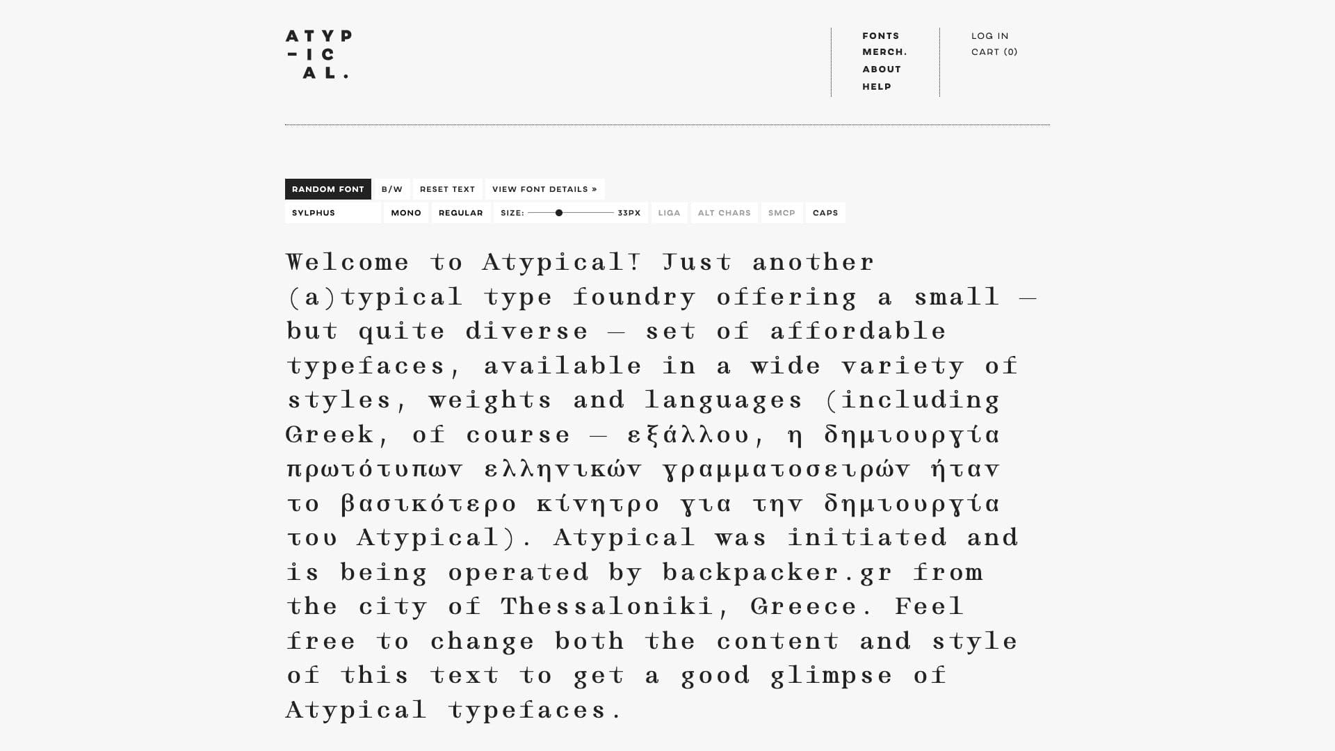 Atypical website screenshot