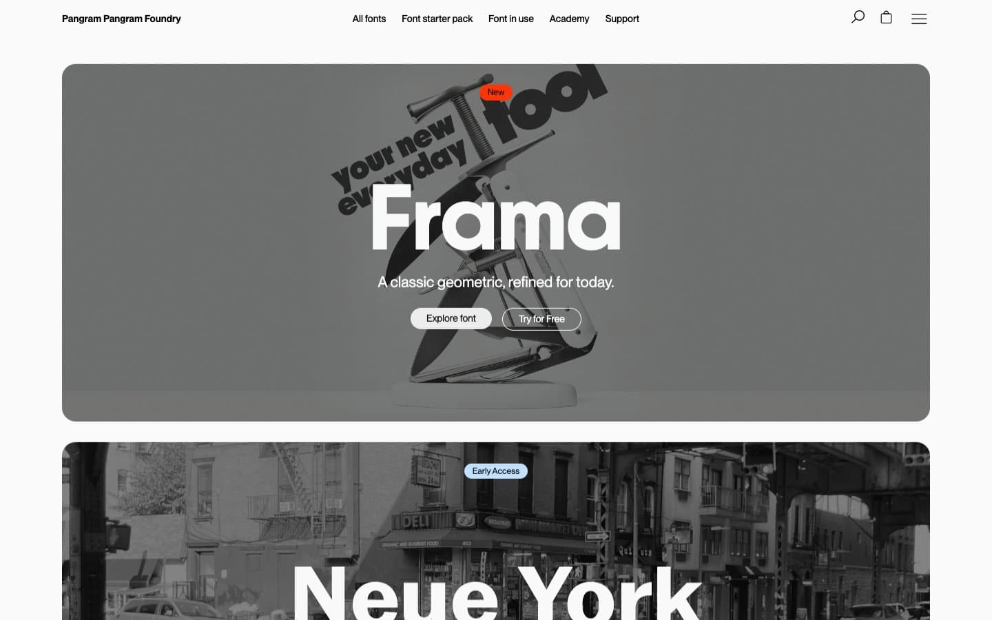 Pangram Pangram Foundry website screenshot